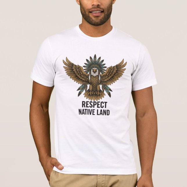 Camiseta Respeitar Camisa-T da Águia Terrestre Nativa (Frente)