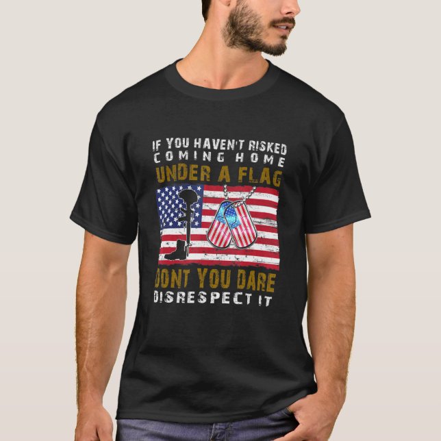 Camiseta Respeite A Bandeira Americana Orgulha-Nos Das Boot (Frente)