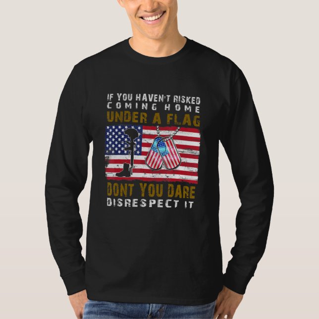 Camiseta Respeite A Bandeira Americana Orgulha-Nos Das Boot (Frente)