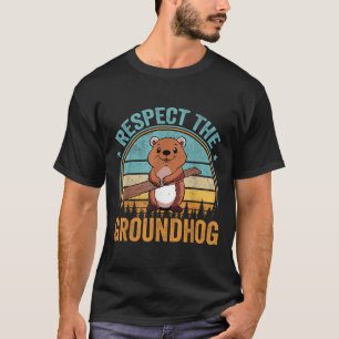 Camiseta Respeite A Bandeira De Groundhog Usa Woodchuck Gro