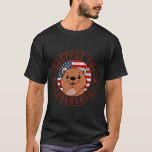 Camiseta Respeite A Bandeira De Groundhog Usa Woodchuck Gro