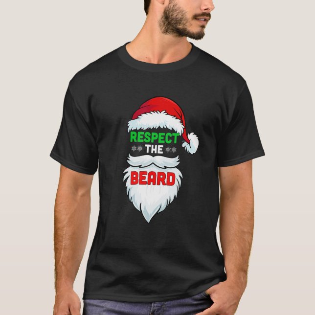Camiseta Respeite A Barba Papai Noel Natal Homens D (Frente)