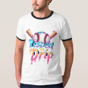 Camiseta Respeite A Tipografia Vibrante Drip Beisebol