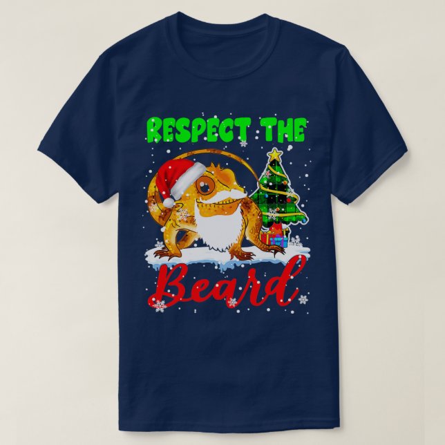 Camiseta Respeite A Xadrez Da Árvore Xmas Da Barba (Frente do Design)