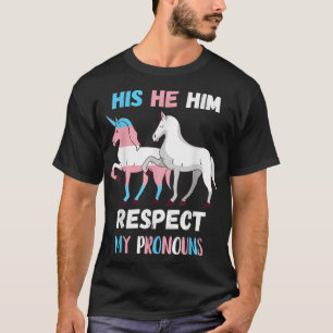 Camiseta Respeite Meus Pronomes Transgênero Pônei Unicórnio