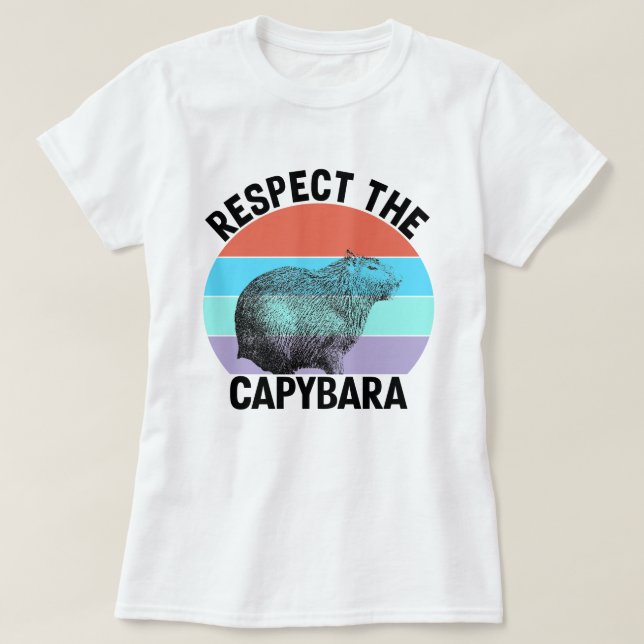 Camiseta Respeite o Capivara Roedor Engraçado Capivara (Frente do Design)