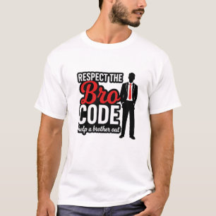 Camiseta Respeite o Código Bro Slogan Divertido para Homens