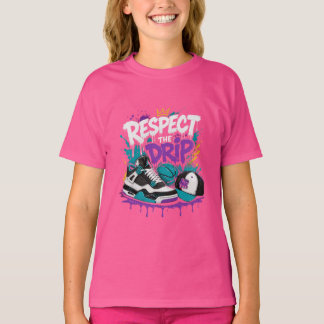 Camiseta Respeite o Design de Basquete Drip