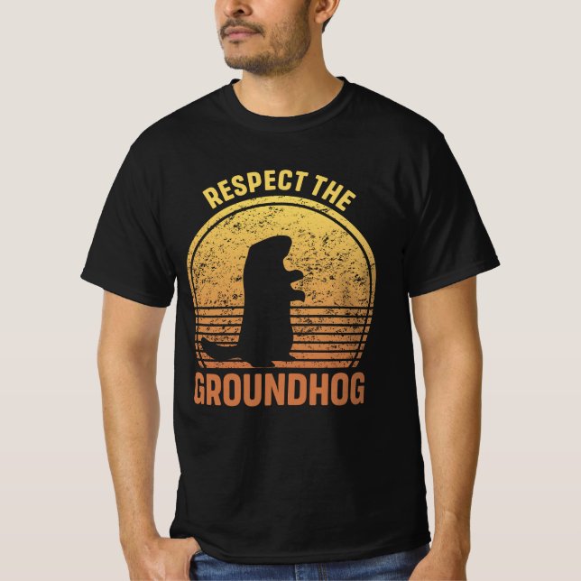 Camiseta Respeite O Dia De Groundhog Engraçado (Frente)