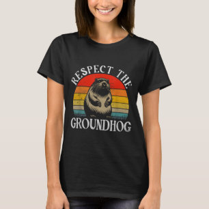 Camiseta Respeite O Groundhog Frase Engraçada Retro Groundh