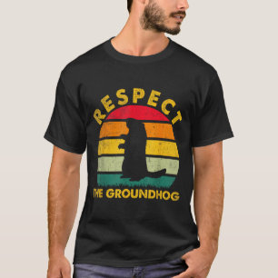 Camiseta Respeite O Pôr do Sol do Groundhog Engraçado Woodc