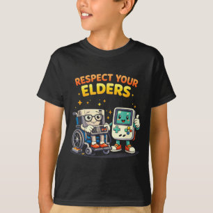 Camiseta Respeite os idosos jogos retrô divertido controle