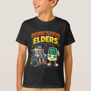 Camiseta Respeite os mais velhos jogos retrô divertido joga