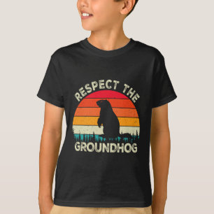 Camiseta Respeite Os Roedores Do Dia Da Marmota Cute Retro