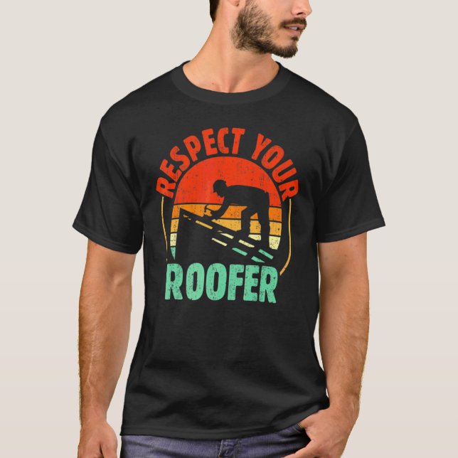 Camiseta Respeite seu Roofing Roofing Worker Roof Builder R (Frente)