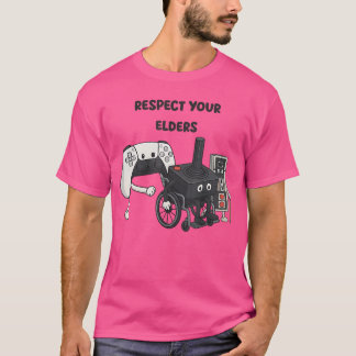 Camiseta Respeite Seus Anciãos Divertido Jogo Estilo Anos 8