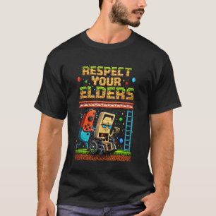 Camiseta Respeite Seus Anciãos Jogos Retrô Pixel Gamer Cont