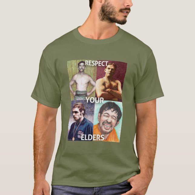 Camiseta Respeite suas pessoas idosas (a edição da luta) (Frente)
