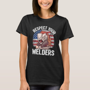 Camiseta Respeite suas soldaduras Steel American Flag Vinta
