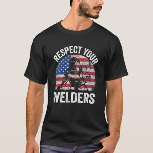 Camiseta Respeite suas soldaduras Steel American Flag Vinta