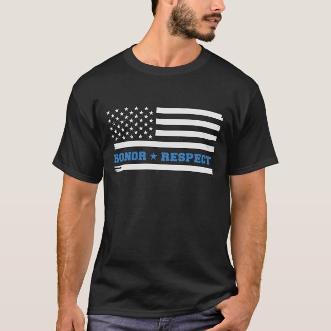 Camiseta Respeito pela honra da linha azul (Frente)