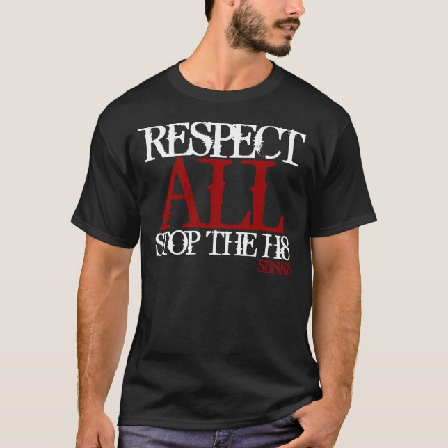 Camiseta Respeito sul do montículo SK8 TODA A parada o ódio (Frente)