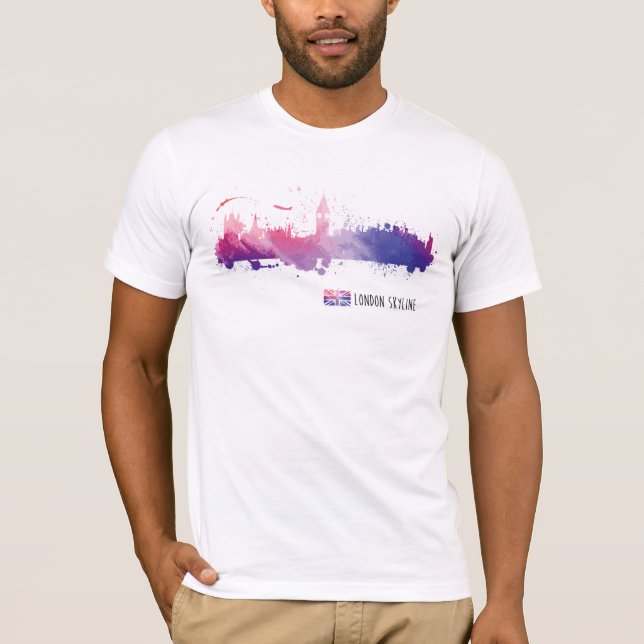 Camiseta Respingo da skyline de Londres Inglaterra (Frente)