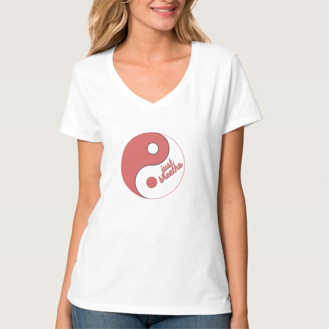 Camiseta "Respira apenas - Camisa-T das mulheres Design Zen (Frente)