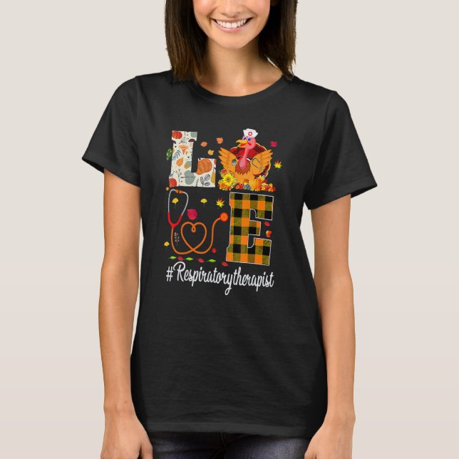 Camiseta Respiratory Therapist Love Thanksgiving Leopard  T (Frente)