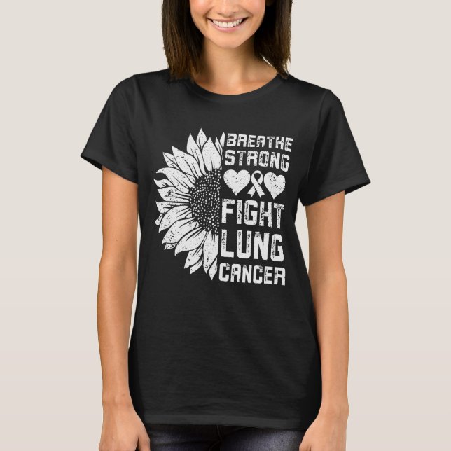 Camiseta Respire a forte família de consciência do Cancer p (Frente)