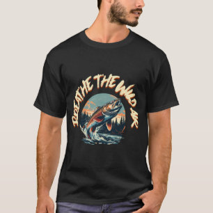 Camiseta Respire o Ar Selvagem Truta Saltando no Rio ao Sol