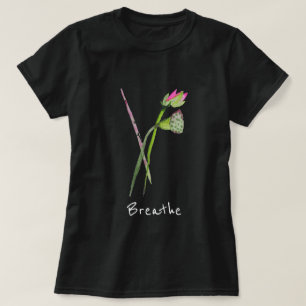 Camiseta Respire o slogan Link Lotus Zen floresce Arte Budi