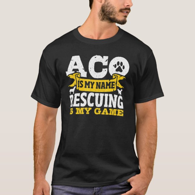 Camiseta Responsável Pelo Controlo Dos Animais Para Um Resg (Frente)