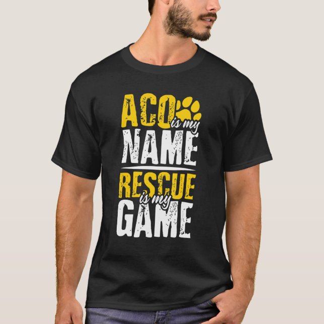 Camiseta Responsável pelo resgate do controlo dos animais 1 (Frente)