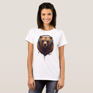 Camiseta Ressonância Selvagem – Urso Abstrato com Fones de