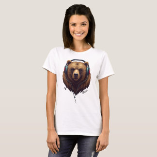 Camiseta Ressonância Selvagem – Urso Abstrato com Fones de