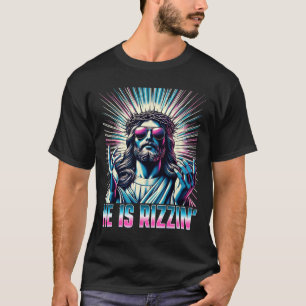 Camiseta Ressurreição Easter Engraçado Rizz Ele Está Rizzin
