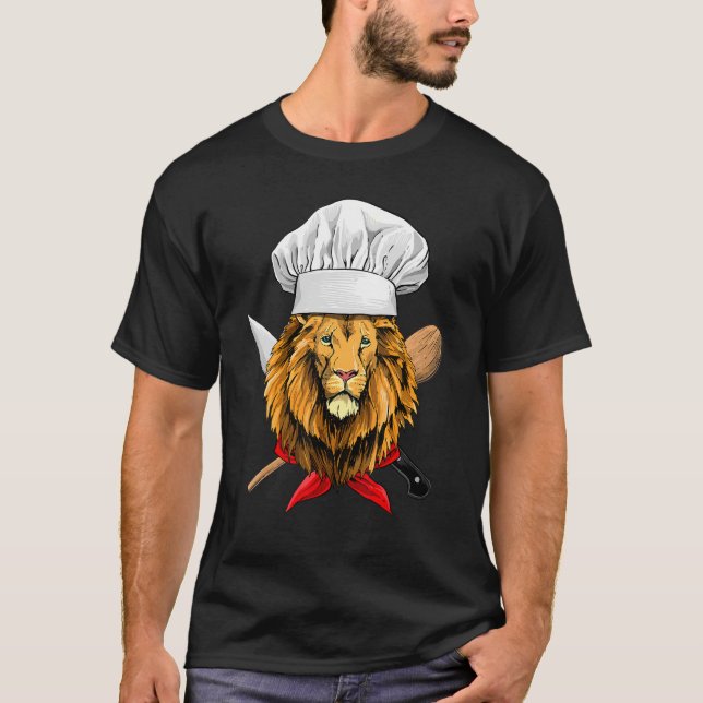 Camiseta Restaurant Lion Chef Culinary Kitchen Cooking  Wil (Frente)