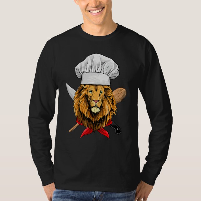 Camiseta Restaurant Lion Chef Culinary Kitchen Cooking  Wil (Frente)