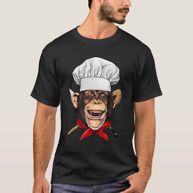 Camiseta Restaurant Monkey Chef Cook Culinary Kitchen Cooki (Frente)