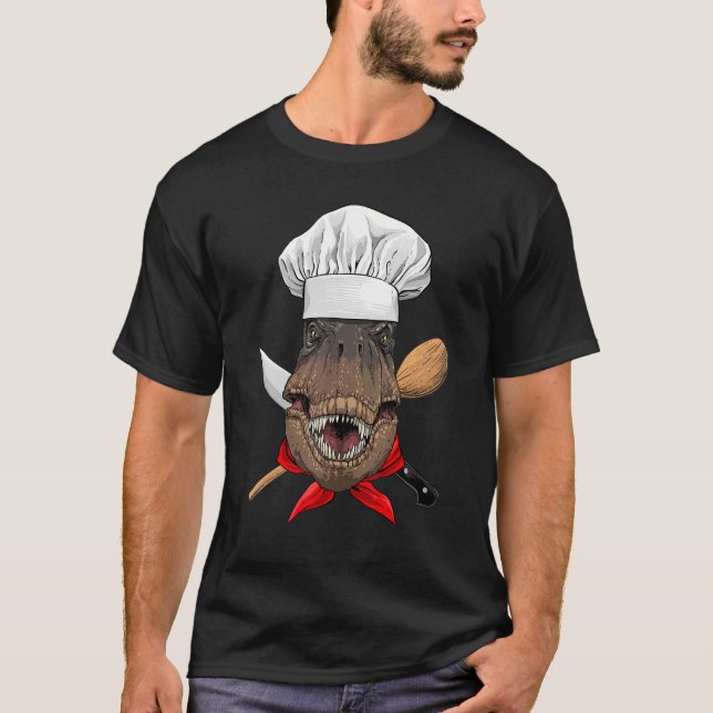Camiseta Restaurant Rex Chef Cook Kitchen Cooking  Dinosaur (Frente)