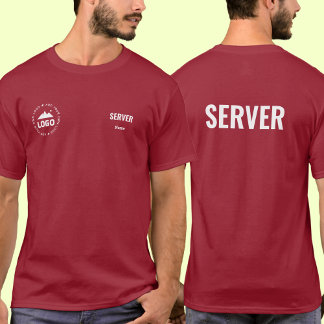 Camiseta Restaurant Server T-Shirt Uniform Custom Name Logo