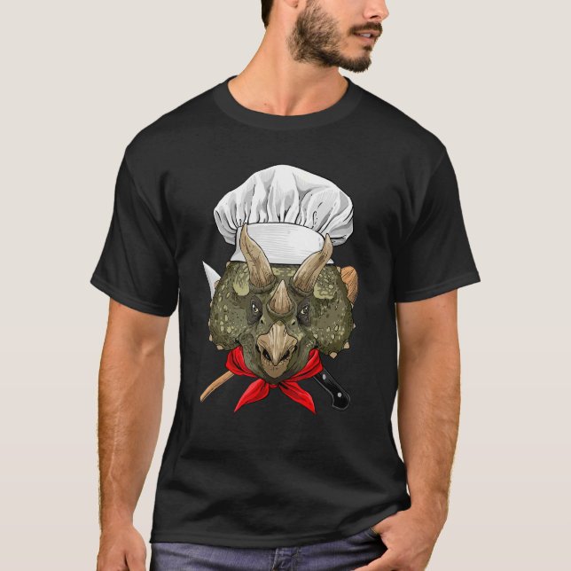 Camiseta Restaurant Triceratops Chef Cook Kitchen Cooking   (Frente)