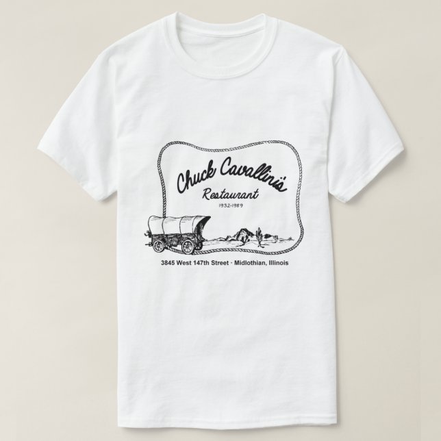 Camiseta Restaurante de Chuck Cavallin, Midlothian, IL (Frente do Design)