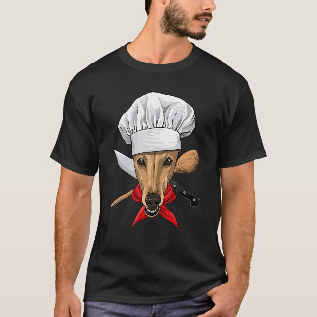 Camiseta Restaurante Greyhound Chef Cook Cozinhar Pet Dog (Frente)