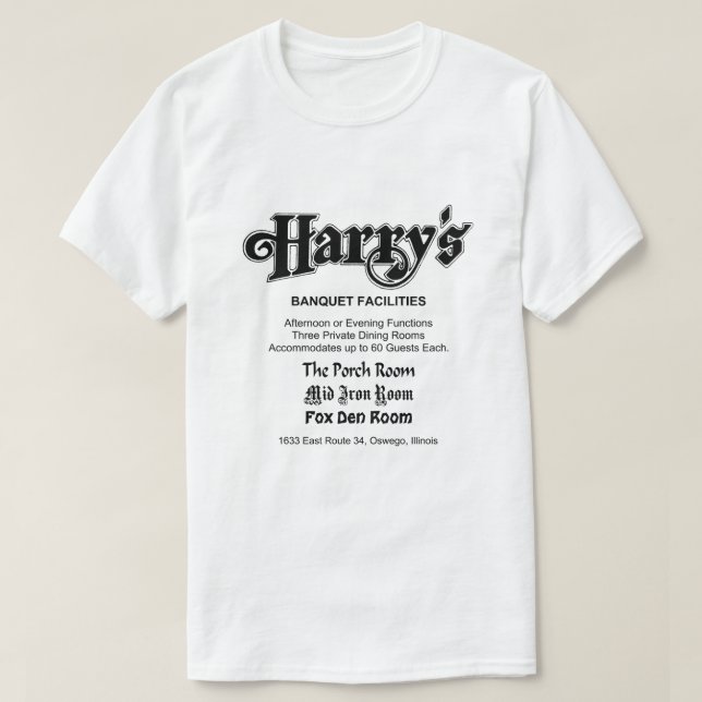 Camiseta Restaurante Harry's, Oswego, IL (Frente do Design)