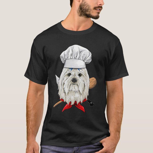 Camiseta Restaurante Maltês Chef Cook Cozinhar Cão Maltês (Frente)
