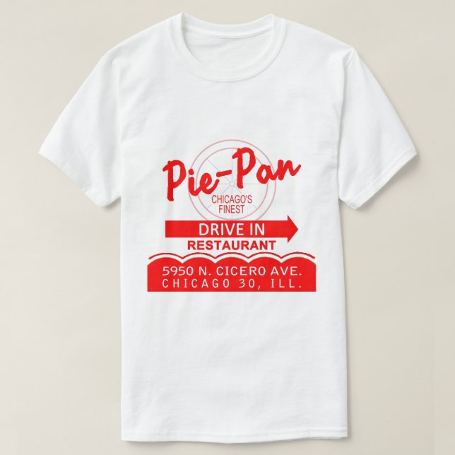 Camiseta Restaurante Pie-Pan Drive-In, Chicago, Illinois (Frente do Design)