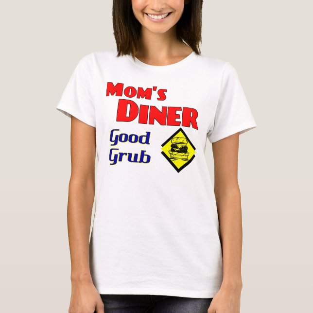 Camiseta Restaurante Retrovisor de boa Grub de Diner mãe (Frente)