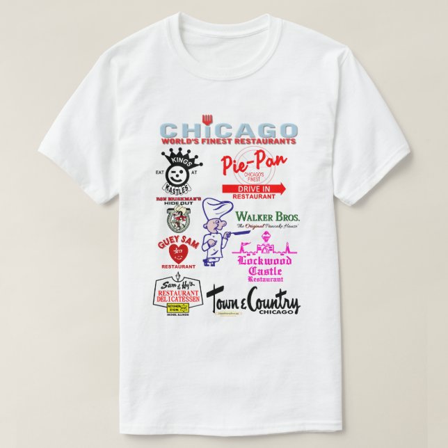 Camiseta Restaurantes Chicagoland favoritos, v3. (Frente do Design)
